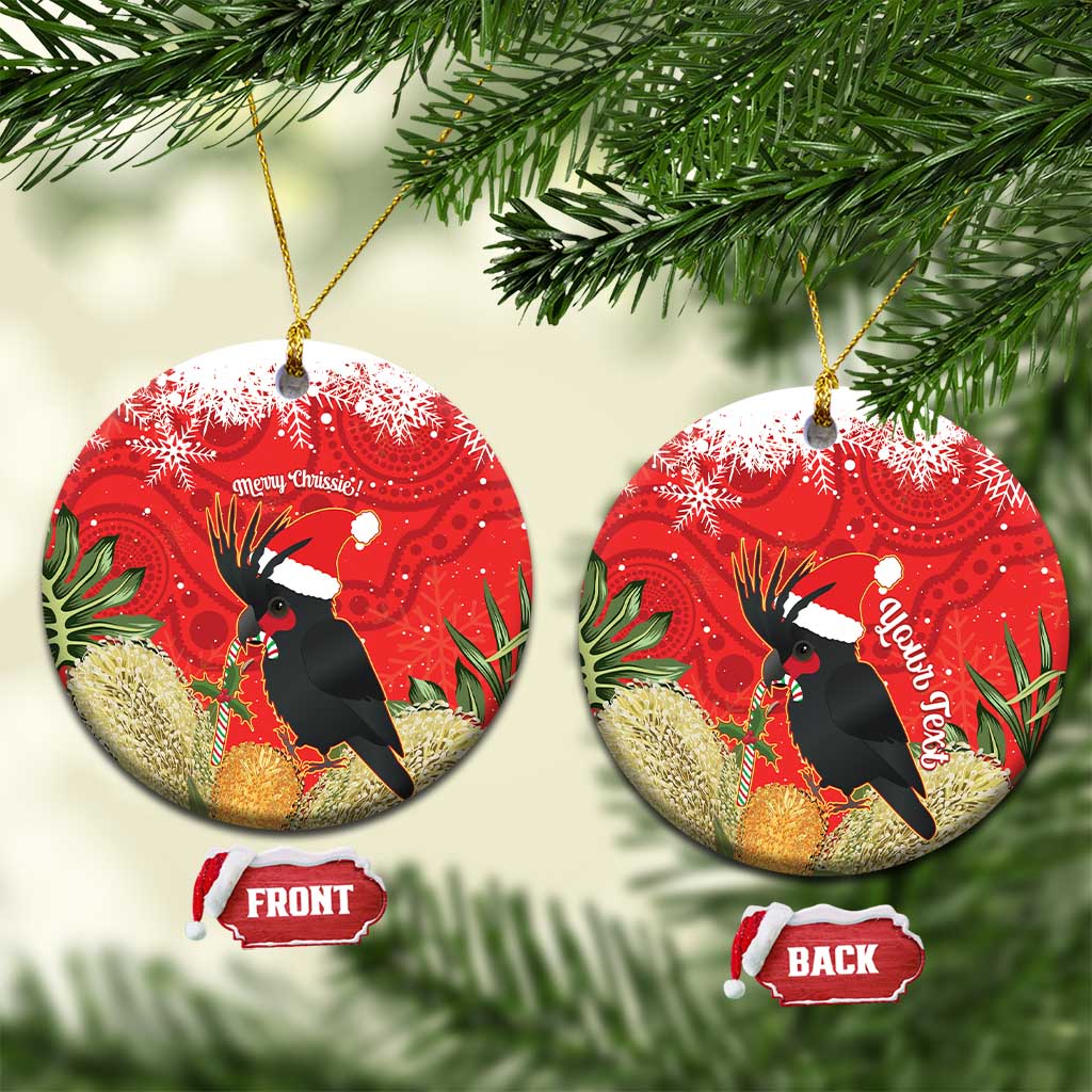 Personalised Palm Cockatoo Australia Christmas Ceramic Ornament Merry Chrissie - Banksia Flowers