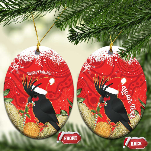 Personalised Palm Cockatoo Australia Christmas Ceramic Ornament Merry Chrissie - Banksia Flowers