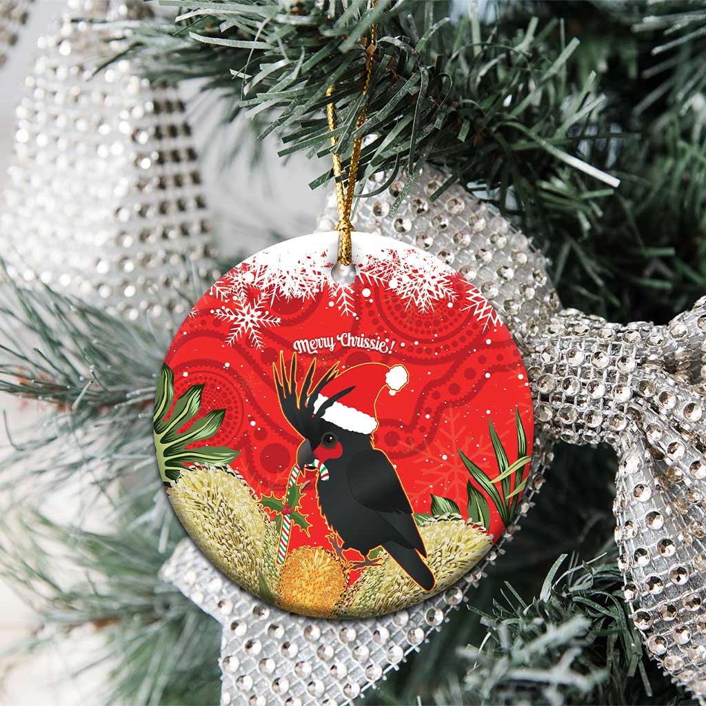 Personalised Palm Cockatoo Australia Christmas Ceramic Ornament Merry Chrissie - Banksia Flowers