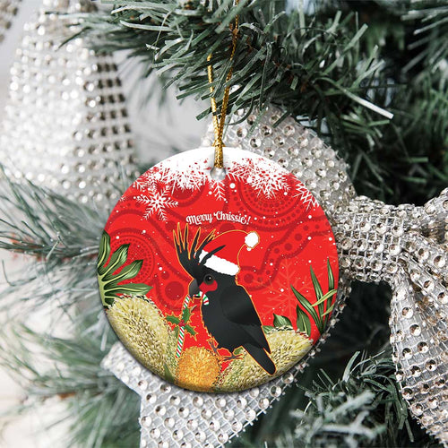 Personalised Palm Cockatoo Australia Christmas Ceramic Ornament Merry Chrissie - Banksia Flowers