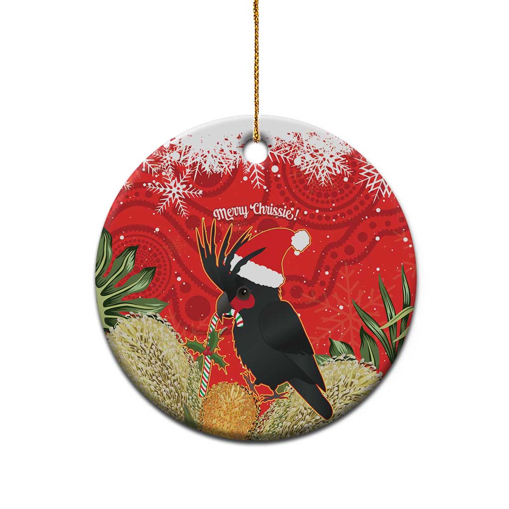 Personalised Palm Cockatoo Australia Christmas Ceramic Ornament Merry Chrissie - Banksia Flowers