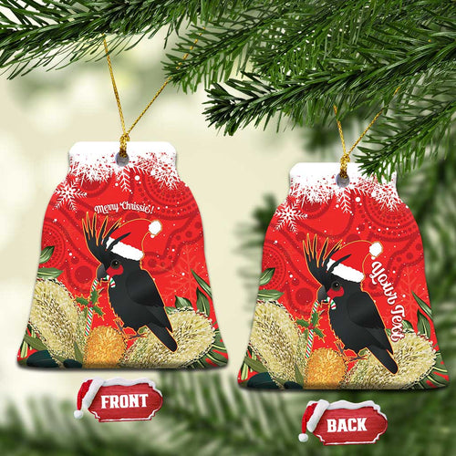 Personalised Palm Cockatoo Australia Christmas Ceramic Ornament Merry Chrissie - Banksia Flowers