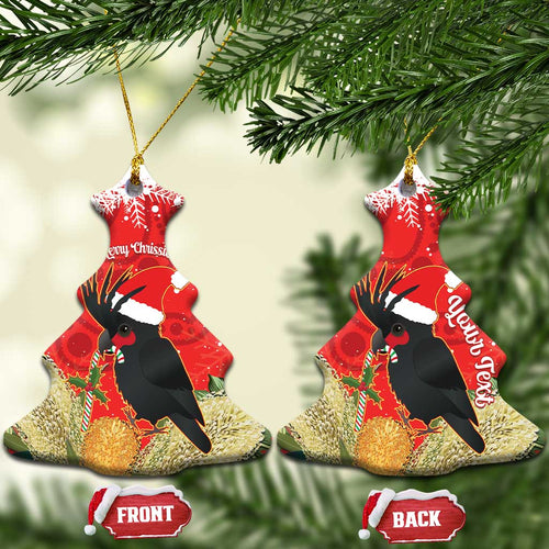 Personalised Palm Cockatoo Australia Christmas Ceramic Ornament Merry Chrissie - Banksia Flowers