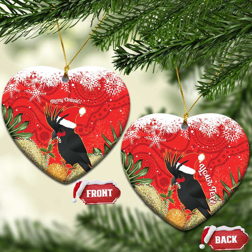 Personalised Palm Cockatoo Australia Christmas Ceramic Ornament Merry Chrissie - Banksia Flowers