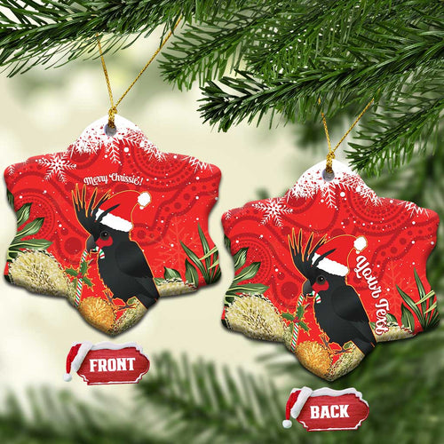 Personalised Palm Cockatoo Australia Christmas Ceramic Ornament Merry Chrissie - Banksia Flowers