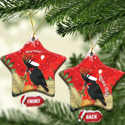 Personalised Palm Cockatoo Australia Christmas Ceramic Ornament Merry Chrissie - Banksia Flowers