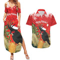 Personalised Palm Cockatoo Australia Christmas Couples Matching Summer Maxi Dress and Hawaiian Shirt Merry Chrissie - Banksia Flowers