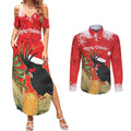 Personalised Palm Cockatoo Australia Christmas Couples Matching Summer Maxi Dress and Long Sleeve Button Shirt Merry Chrissie - Banksia Flowers