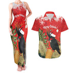 Personalised Palm Cockatoo Australia Christmas Couples Matching Tank Maxi Dress and Hawaiian Shirt Merry Chrissie - Banksia Flowers