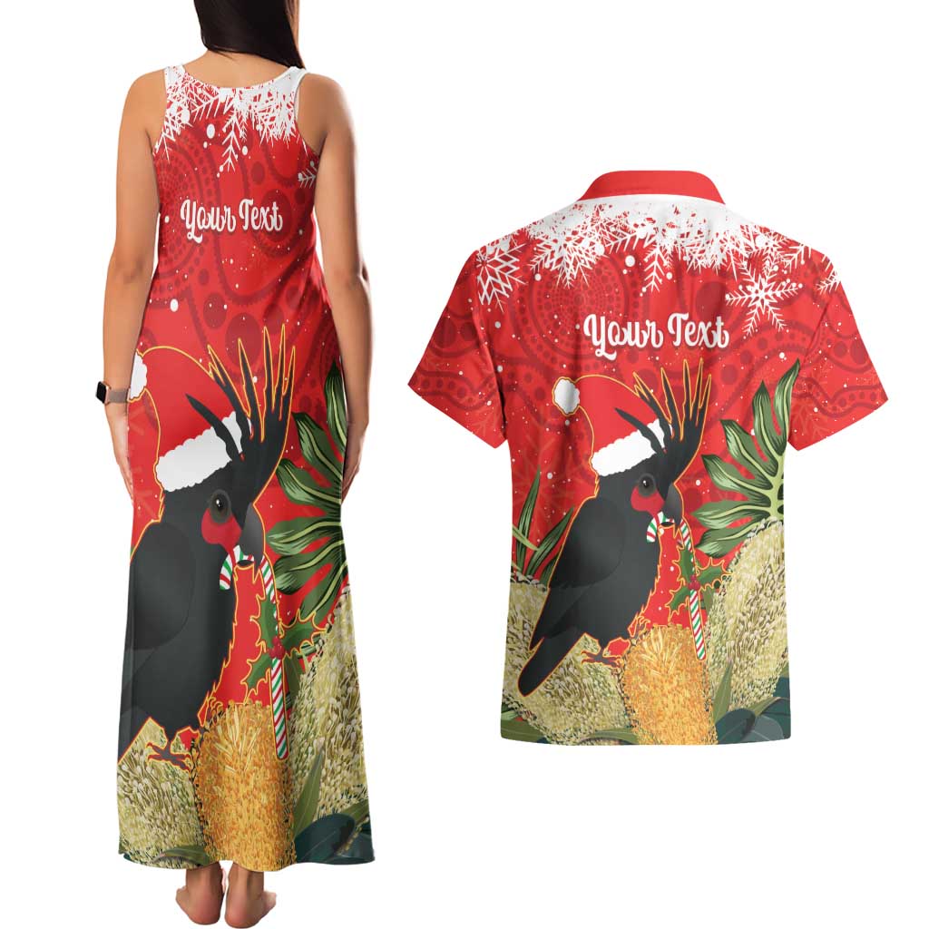 Personalised Palm Cockatoo Australia Christmas Couples Matching Tank Maxi Dress and Hawaiian Shirt Merry Chrissie - Banksia Flowers