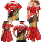 Personalised Palm Cockatoo Australia Christmas Family Matching Mermaid Dress and Hawaiian Shirt Merry Chrissie - Banksia Flowers