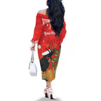 Personalised Palm Cockatoo Australia Christmas Family Matching Off The Shoulder Long Sleeve Dress and Hawaiian Shirt Merry Chrissie - Banksia Flowers