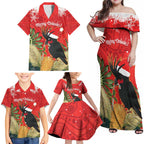 Personalised Palm Cockatoo Australia Christmas Family Matching Off Shoulder Maxi Dress and Hawaiian Shirt Merry Chrissie - Banksia Flowers