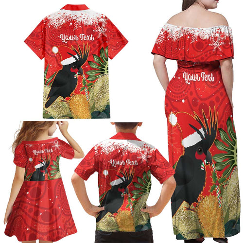 Personalised Palm Cockatoo Australia Christmas Family Matching Off Shoulder Maxi Dress and Hawaiian Shirt Merry Chrissie - Banksia Flowers