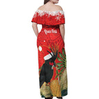 Personalised Palm Cockatoo Australia Christmas Family Matching Off Shoulder Maxi Dress and Hawaiian Shirt Merry Chrissie - Banksia Flowers