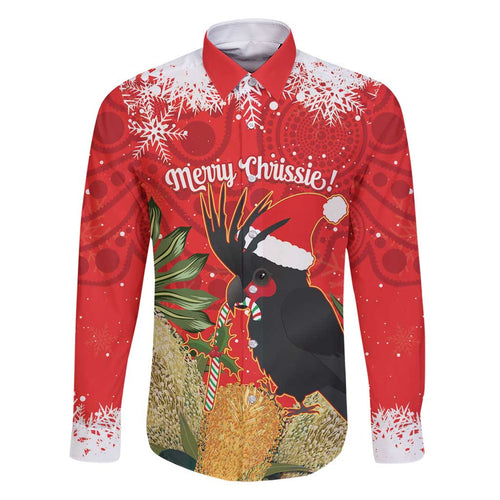 Personalised Palm Cockatoo Australia Christmas Family Matching Off Shoulder Short Dress and Hawaiian Shirt Merry Chrissie - Banksia Flowers