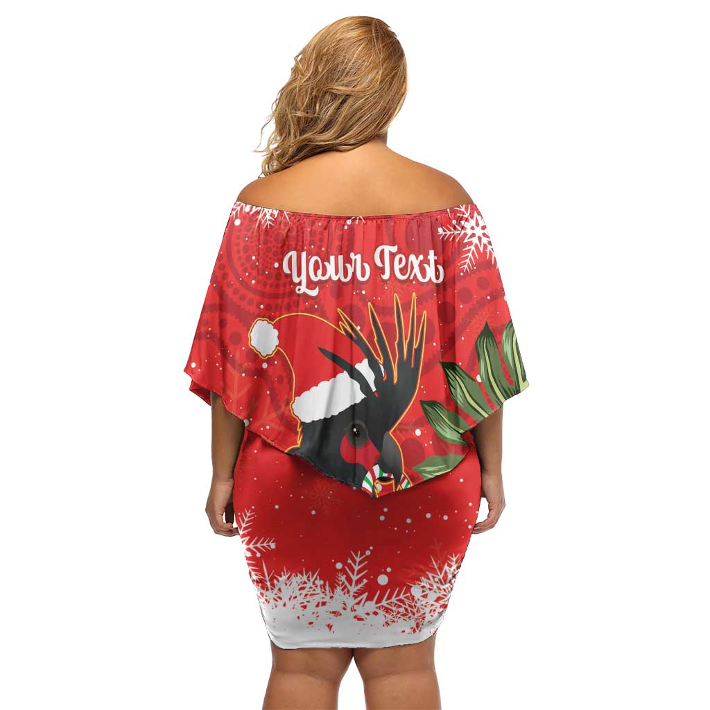 Personalised Palm Cockatoo Australia Christmas Family Matching Off Shoulder Short Dress and Hawaiian Shirt Merry Chrissie - Banksia Flowers