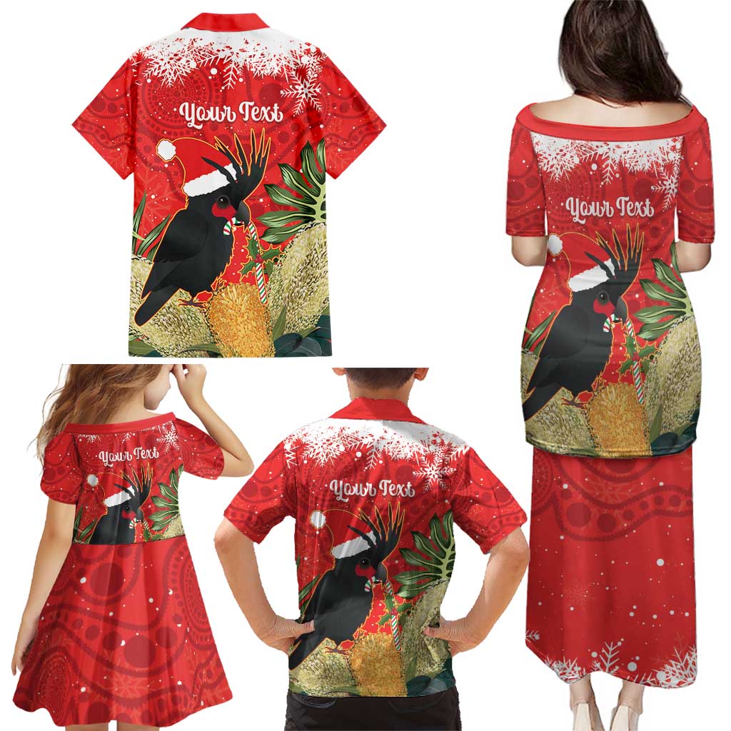 Personalised Palm Cockatoo Australia Christmas Family Matching Puletasi and Hawaiian Shirt Merry Chrissie - Banksia Flowers