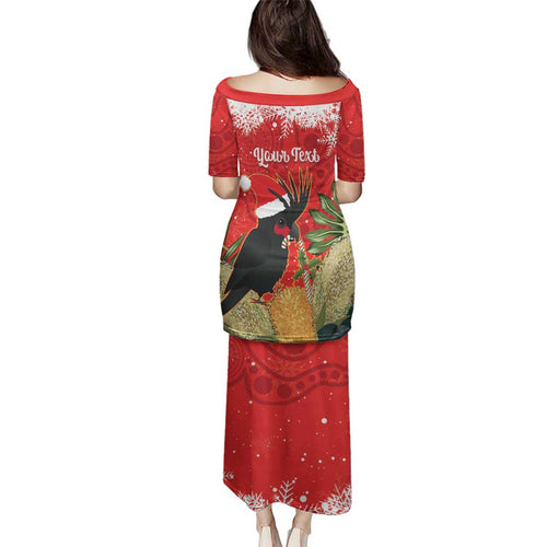 Personalised Palm Cockatoo Australia Christmas Family Matching Puletasi and Hawaiian Shirt Merry Chrissie - Banksia Flowers