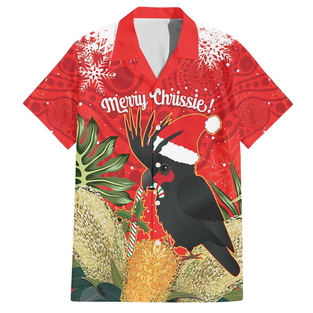 Personalised Palm Cockatoo Australia Christmas Family Matching Short Sleeve Bodycon Dress and Hawaiian Shirt Merry Chrissie - Banksia Flowers