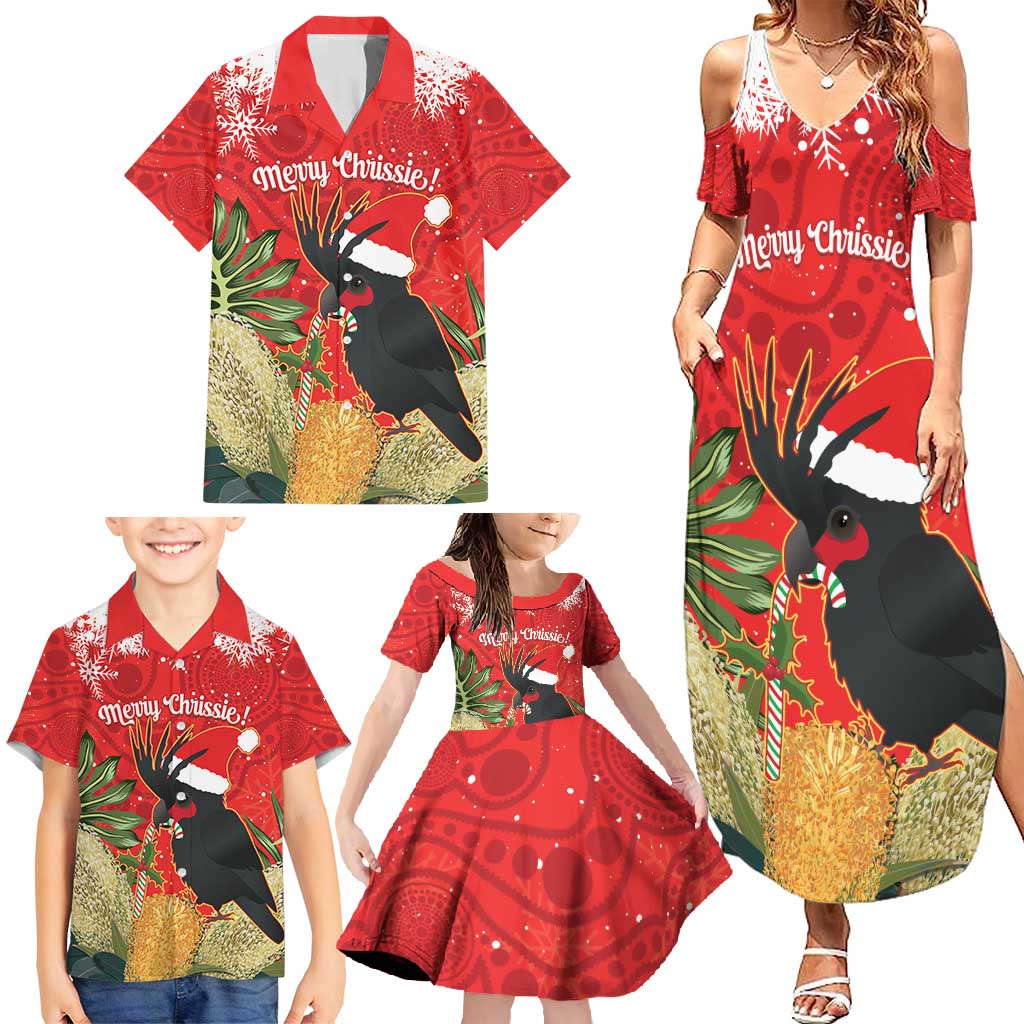Personalised Palm Cockatoo Australia Christmas Family Matching Summer Maxi Dress and Hawaiian Shirt Merry Chrissie - Banksia Flowers