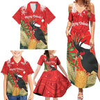 Personalised Palm Cockatoo Australia Christmas Family Matching Summer Maxi Dress and Hawaiian Shirt Merry Chrissie - Banksia Flowers