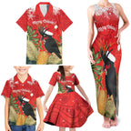 Personalised Palm Cockatoo Australia Christmas Family Matching Tank Maxi Dress and Hawaiian Shirt Merry Chrissie - Banksia Flowers