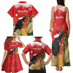 Personalised Palm Cockatoo Australia Christmas Family Matching Tank Maxi Dress and Hawaiian Shirt Merry Chrissie - Banksia Flowers