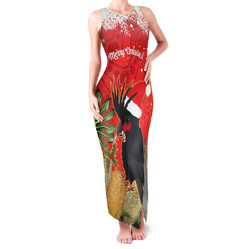 Personalised Palm Cockatoo Australia Christmas Family Matching Tank Maxi Dress and Hawaiian Shirt Merry Chrissie - Banksia Flowers