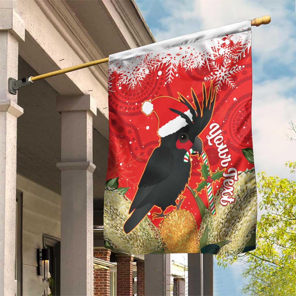 Personalised Palm Cockatoo Australia Christmas Garden Flag Merry Chrissie - Banksia Flowers