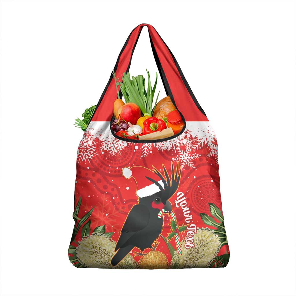 Personalised Palm Cockatoo Australia Christmas Grocery Bag Merry Chrissie - Banksia Flowers