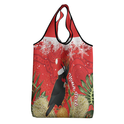 Personalised Palm Cockatoo Australia Christmas Grocery Bag Merry Chrissie - Banksia Flowers