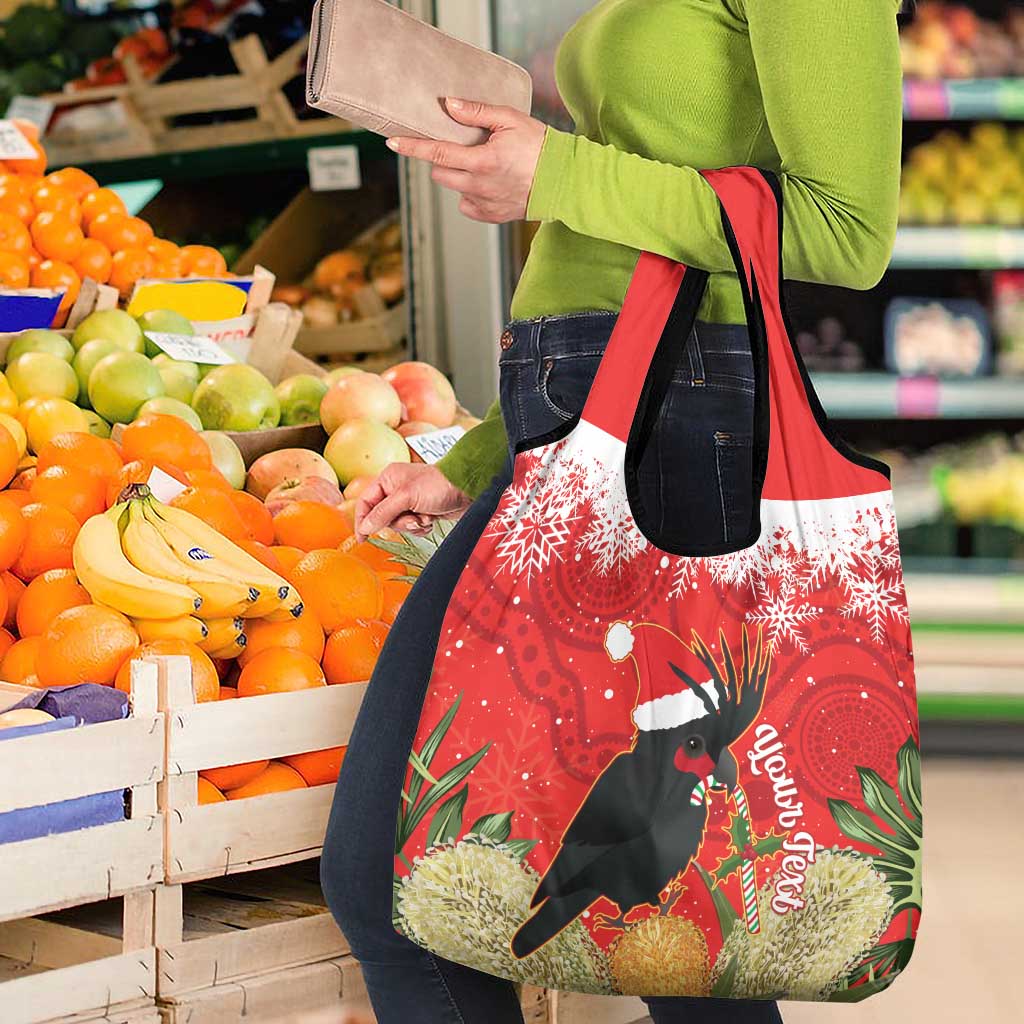 Personalised Palm Cockatoo Australia Christmas Grocery Bag Merry Chrissie - Banksia Flowers