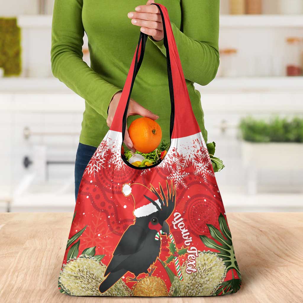 Personalised Palm Cockatoo Australia Christmas Grocery Bag Merry Chrissie - Banksia Flowers
