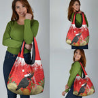 Personalised Palm Cockatoo Australia Christmas Grocery Bag Merry Chrissie - Banksia Flowers