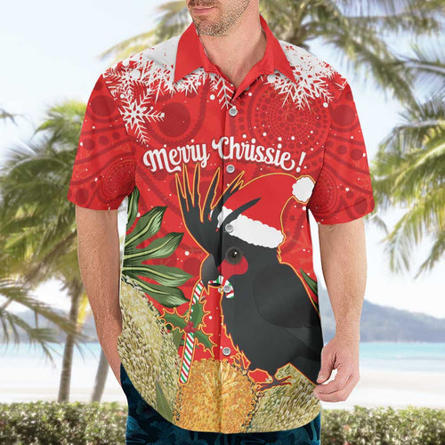 Personalised Palm Cockatoo Australia Christmas Hawaiian Shirt Merry Chrissie - Banksia Flowers
