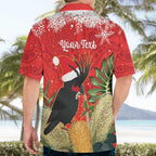 Personalised Palm Cockatoo Australia Christmas Hawaiian Shirt Merry Chrissie - Banksia Flowers