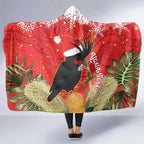 Personalised Palm Cockatoo Australia Christmas Hooded Blanket Merry Chrissie - Banksia Flowers