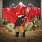 Personalised Palm Cockatoo Australia Christmas Hooded Blanket Merry Chrissie - Banksia Flowers
