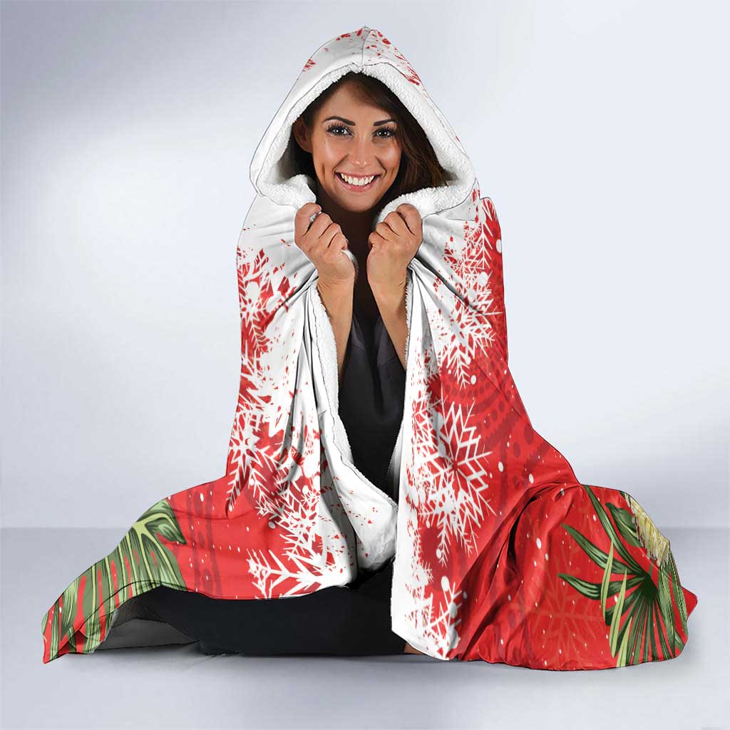 Personalised Palm Cockatoo Australia Christmas Hooded Blanket Merry Chrissie - Banksia Flowers