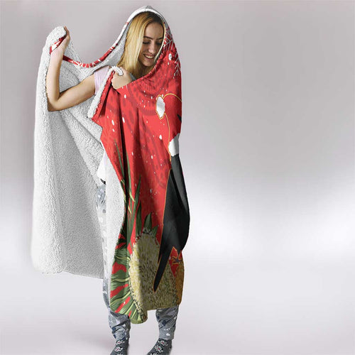Personalised Palm Cockatoo Australia Christmas Hooded Blanket Merry Chrissie - Banksia Flowers