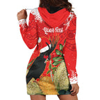 Personalised Palm Cockatoo Australia Christmas Hoodie Dress Merry Chrissie - Banksia Flowers