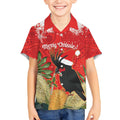 Personalised Palm Cockatoo Australia Christmas Kid Hawaiian Shirt Merry Chrissie - Banksia Flowers