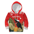 Personalised Palm Cockatoo Australia Christmas Kid Hoodie Merry Chrissie - Banksia Flowers