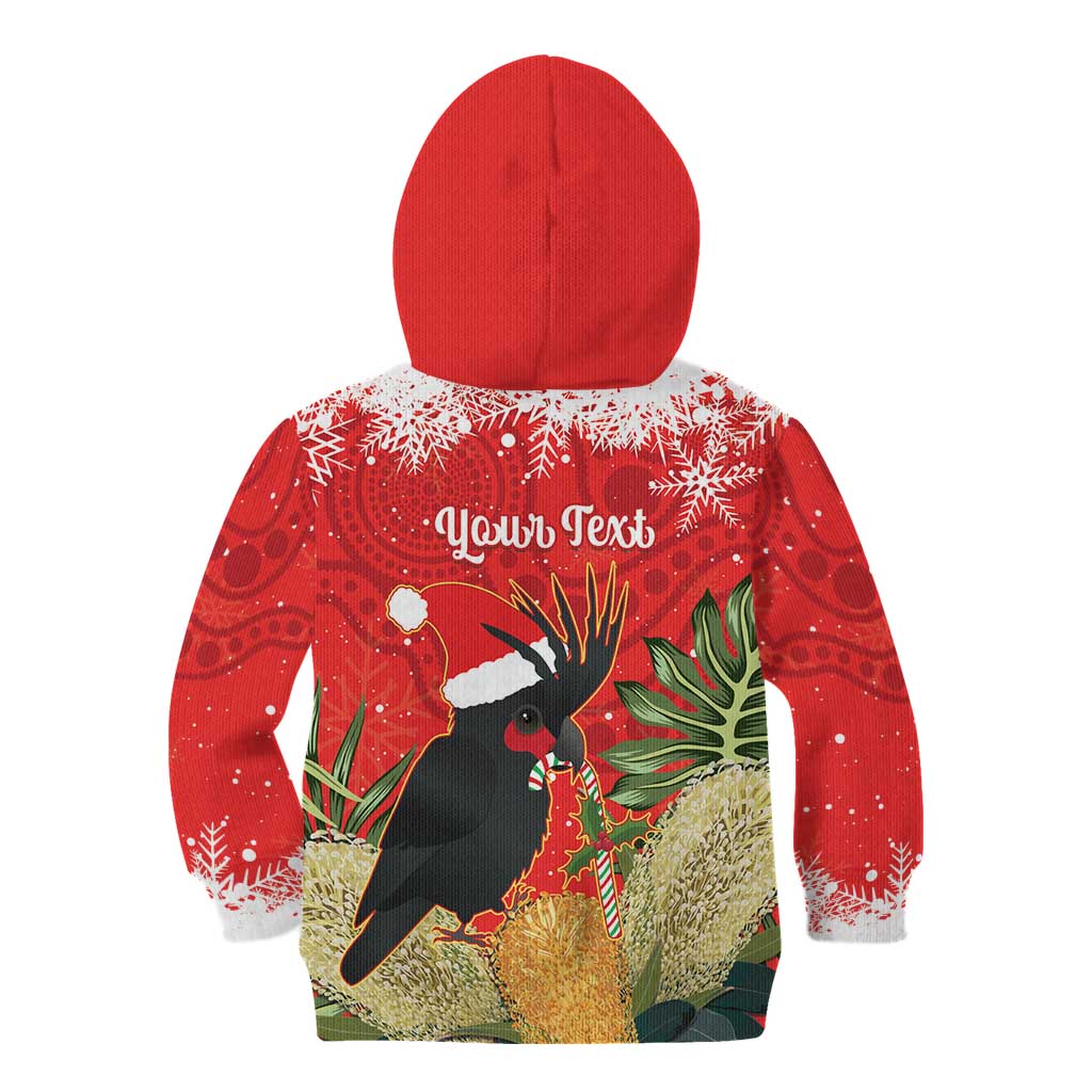 Personalised Palm Cockatoo Australia Christmas Kid Hoodie Merry Chrissie - Banksia Flowers