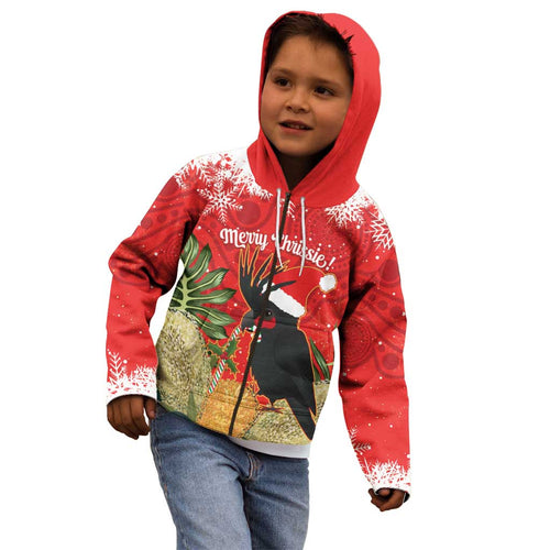 Personalised Palm Cockatoo Australia Christmas Kid Hoodie Merry Chrissie - Banksia Flowers