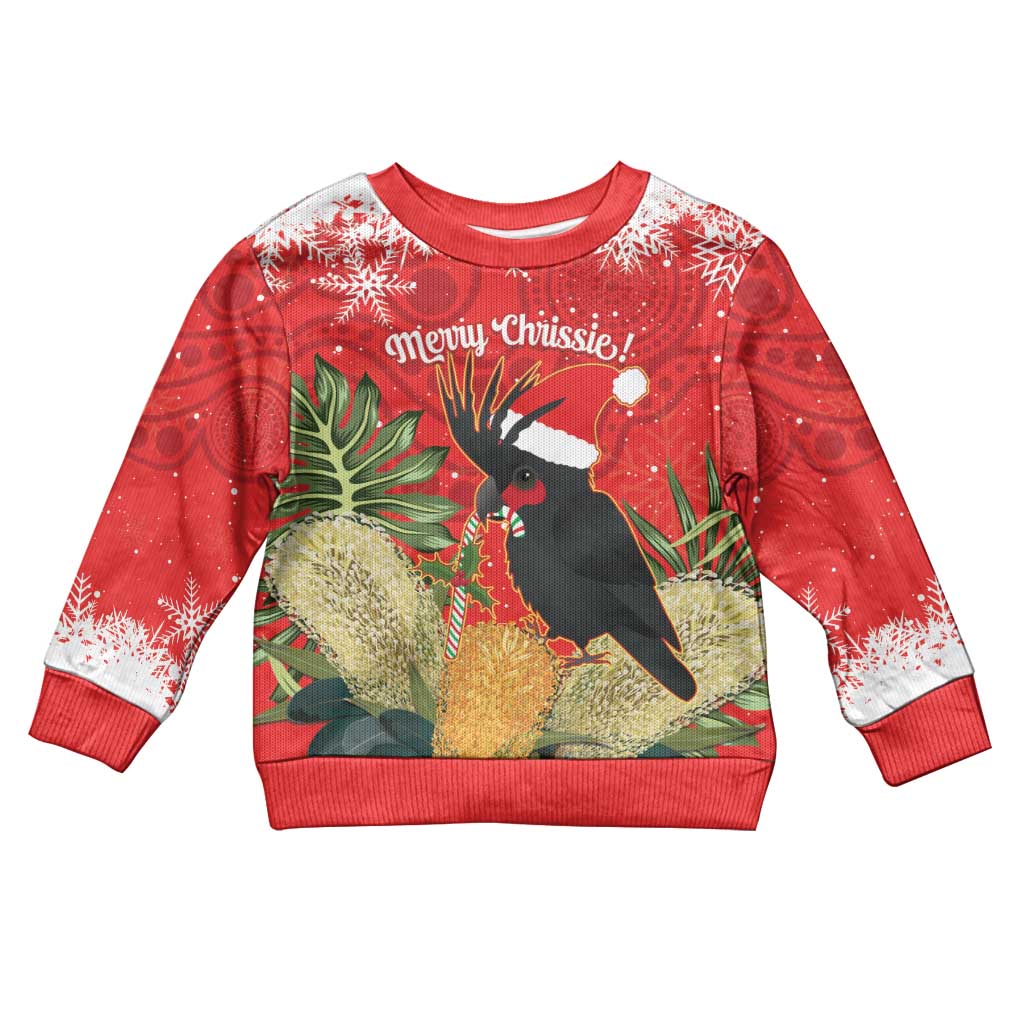 Personalised Palm Cockatoo Australia Christmas Kid Ugly Christmas Sweater Merry Chrissie - Banksia Flowers