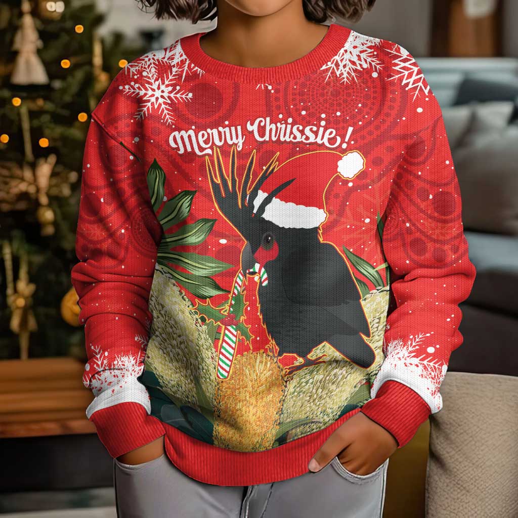 Personalised Palm Cockatoo Australia Christmas Kid Ugly Christmas Sweater Merry Chrissie - Banksia Flowers