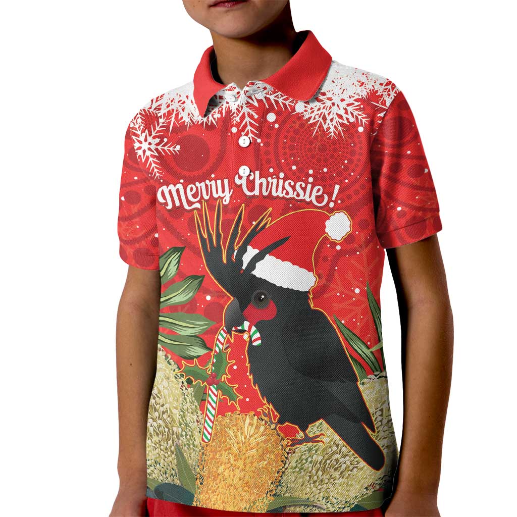 Personalised Palm Cockatoo Australia Christmas Kid Polo Shirt Merry Chrissie - Banksia Flowers