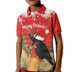 Personalised Palm Cockatoo Australia Christmas Kid Polo Shirt Merry Chrissie - Banksia Flowers